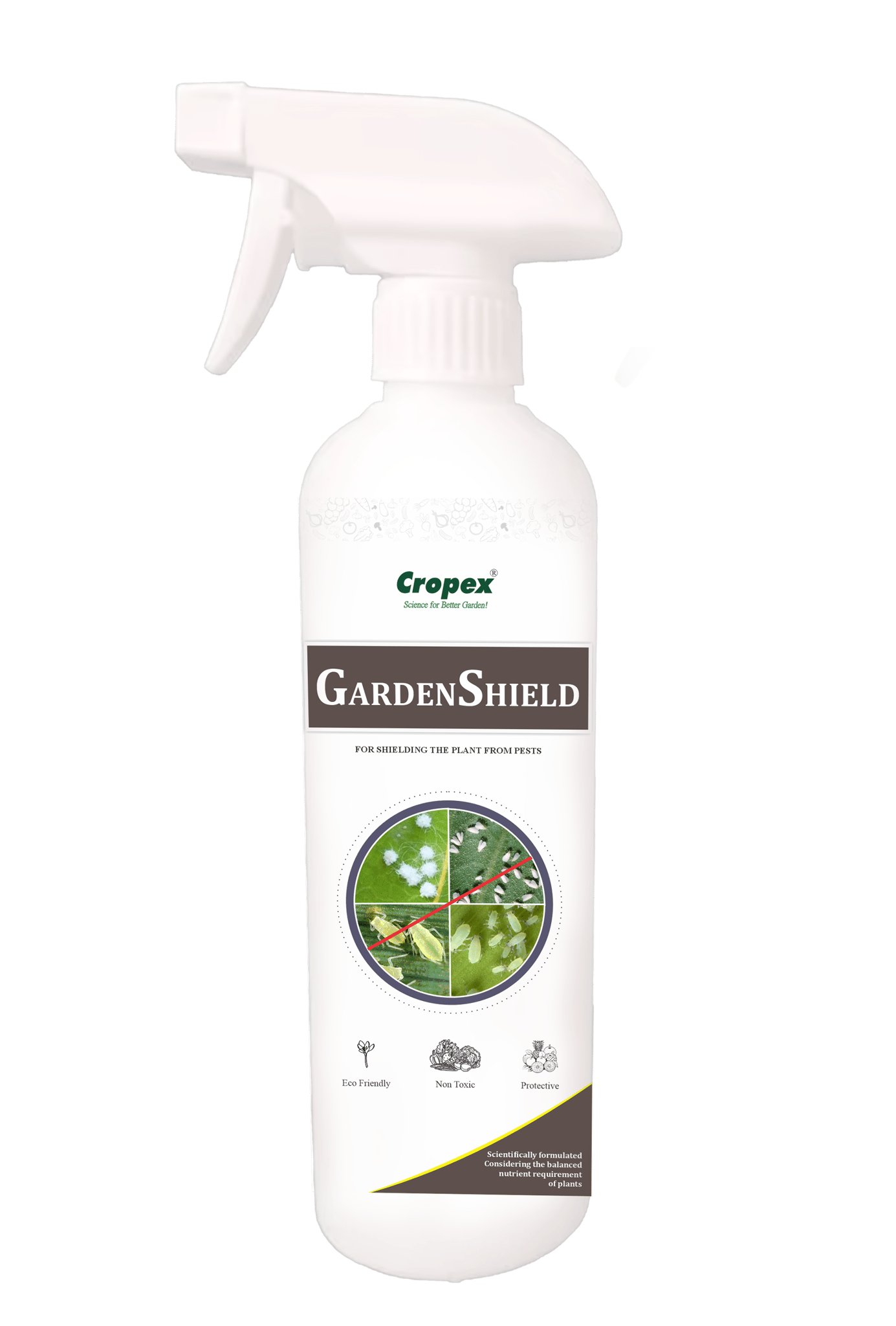 Cropex GardenShield | Natural Pest Control Spray for Home Garden Plants | Protects Against Mealybugs, Aphids, Thrips & Whiteflies | Botanical Extract-Based | Safe for Indoor & Outdoor Use | 500 ml