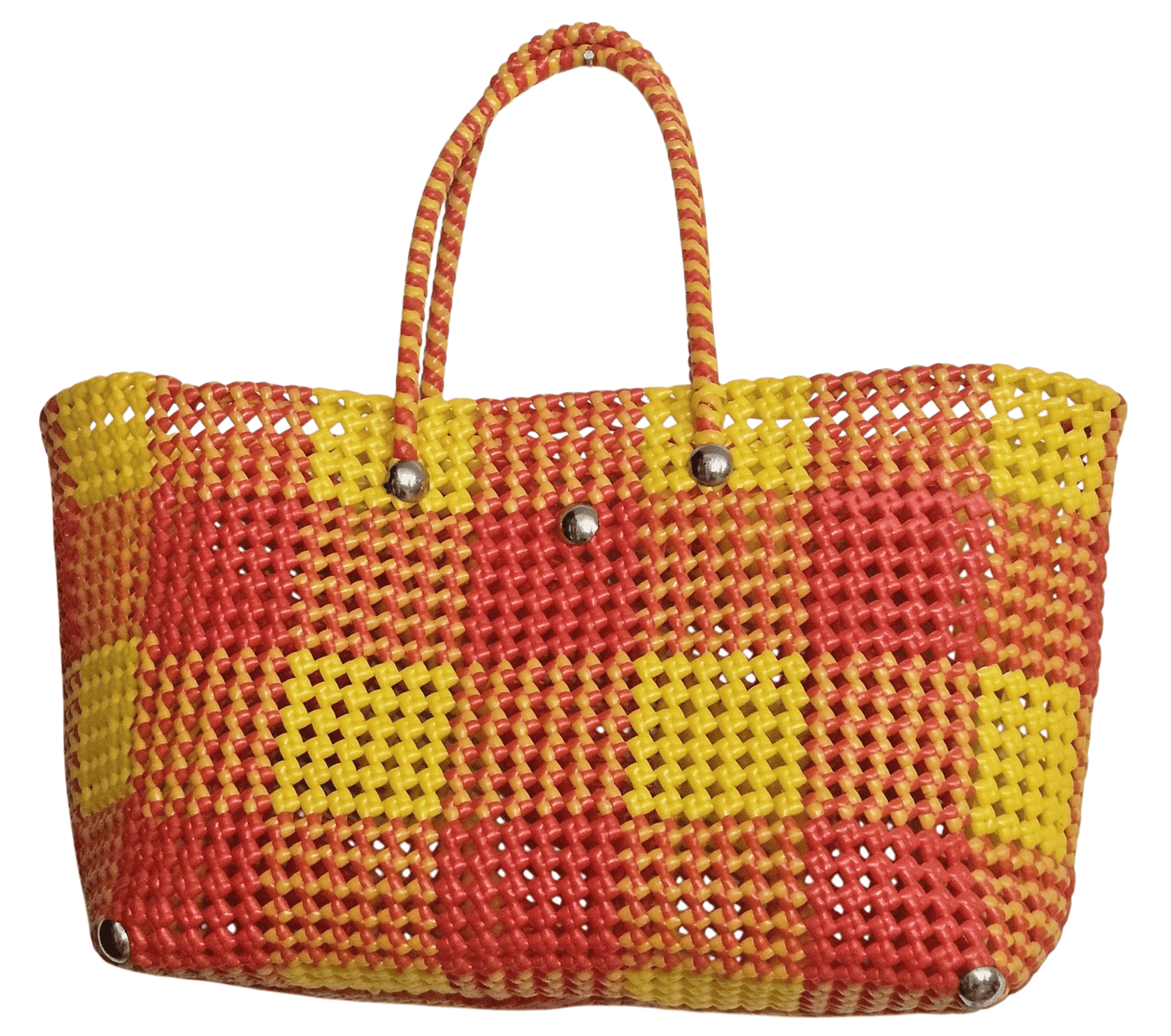 Handwoven Red & Yellow Wirebag - Traditional Indian Craftsmanship - Large Size