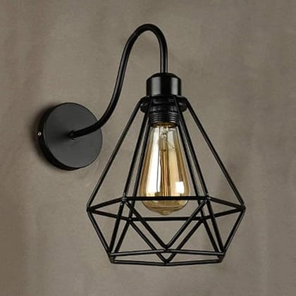 Vintage Wall Lamp Industrial Black Diamond Metal Cage Retro Living Room Wall Ceiling Lamp