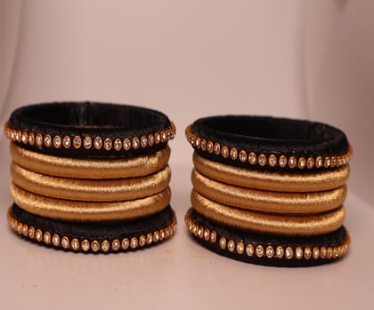 Elegant Black & Gold Embellished Bangles