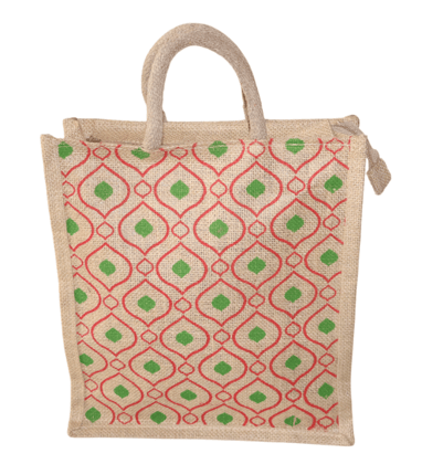 Eco-Friendly Jute Tote Bag with Stylish Pattern