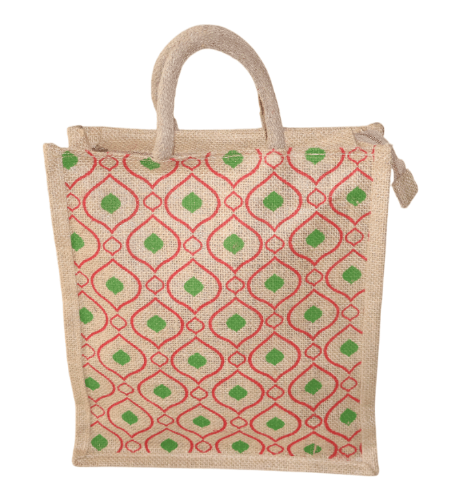 Eco-Friendly Jute Tote Bag with Stylish Pattern