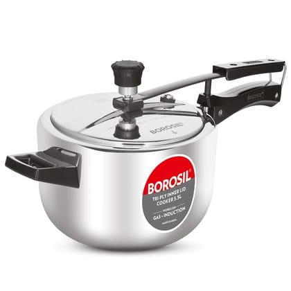 Borosil Triply Induction Base Inner Lid Stainless Steel Pressure Cooker, 3.5 L, 1000 milliliters