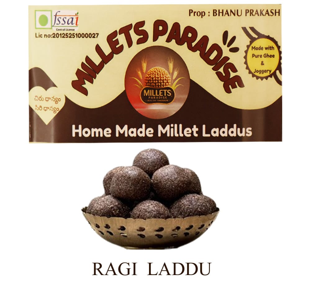 Millets Paradise Ragi Laddoo - Made with Pure Ghee & Jaggery
