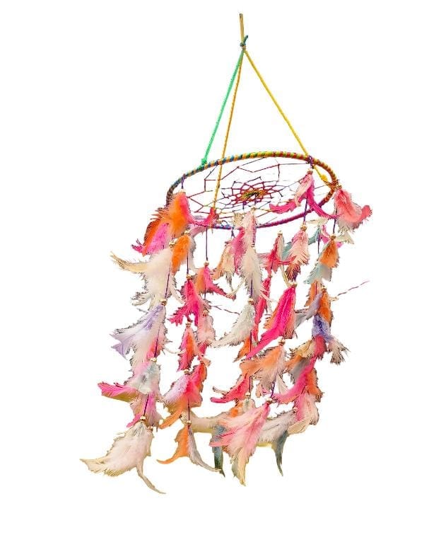Colorful Feather Dreamcatcher - Handmade Bohemian Decor