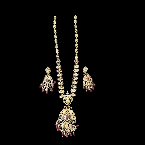 KAVALI Gold-Plated Ruby Necklace Set