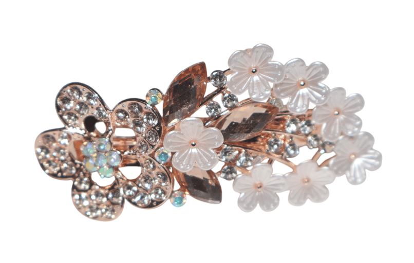 Rose Gold Floral Embellished Hair Clip - Wedding & Bridal Accessory