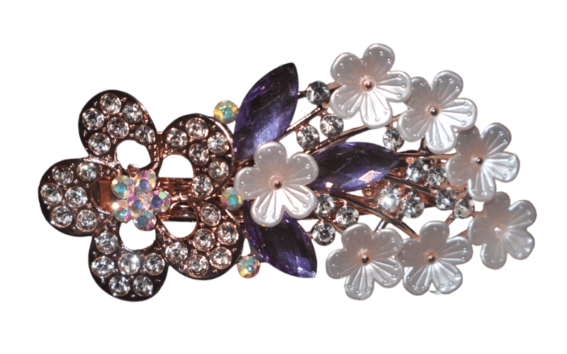 Rose Gold Floral Rhinestone Hair Clip