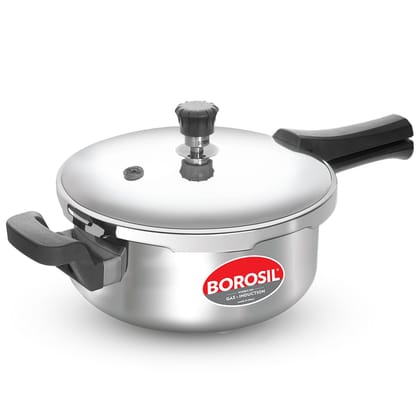 Borosil 2 L Triply Outerlid Presto Cooker | SS304 Food Grade Stainless Steel Pressure Cooker | Gas Stove & Induction Compatible