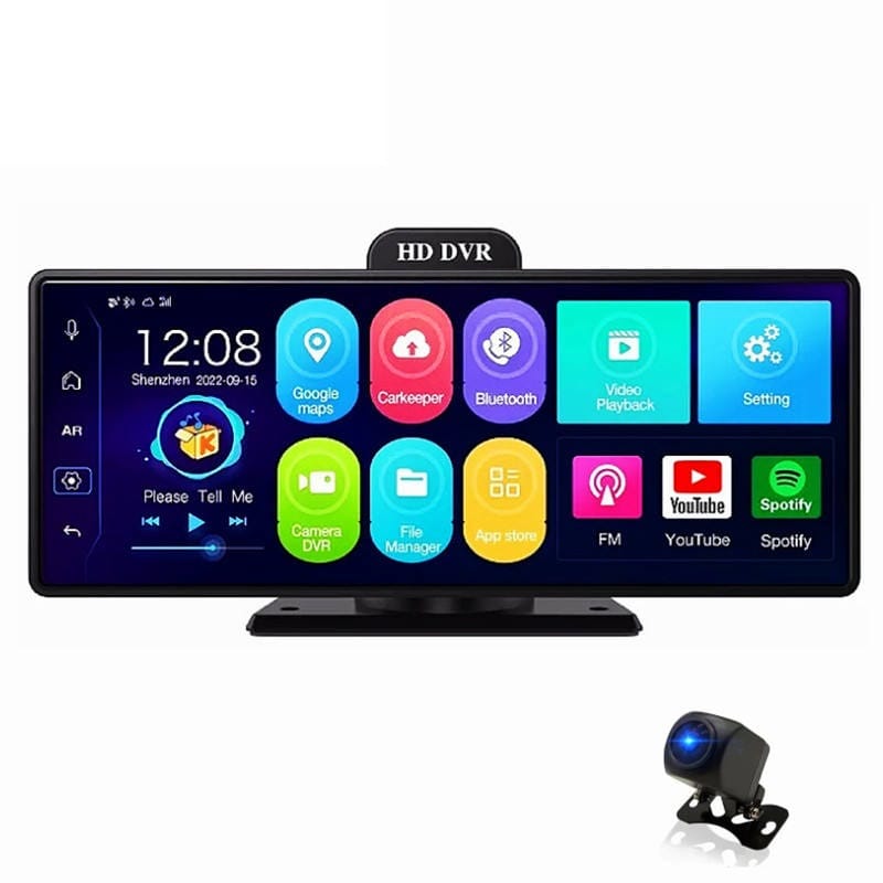 AUSHA Mirror Car DVR | 12″ Touch Screen, Android 10, Dual Full HD Camera & ADAS