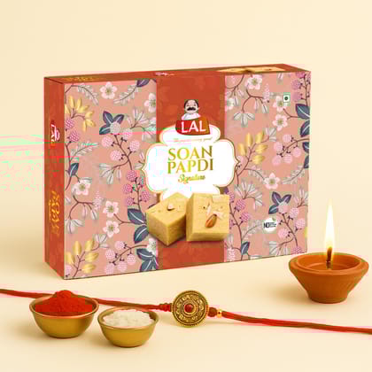 Lal Sweets Soan Papdi Premium (400g) || Made with Sugar and Fresh Almonds || Ready to Eat Indian Dessert || Indian Traditional Soan Papdi || Delicious Soan Cakes || Indian Mithai