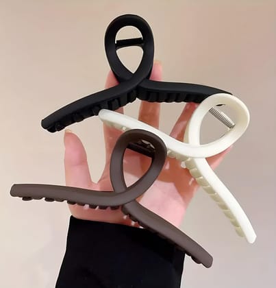 Akashkrishna 3.5 Inch Hair Claw Clips Large No Slip Big Matte Jaw Butterfly Clip for Thin Fine Thick Hair Women and Girls (Pack of 3) Multicolor