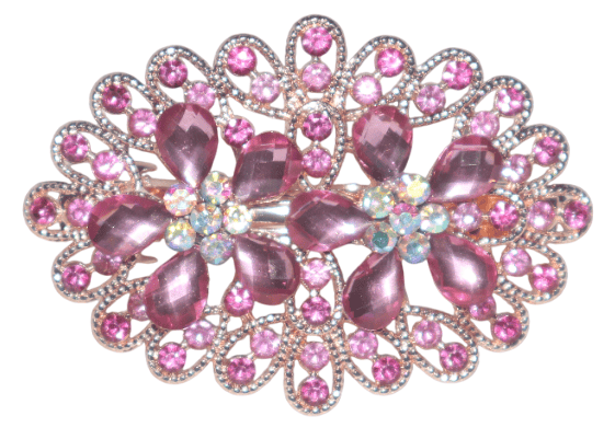 Pink Crystal Embellished Hair Clip - Bridal Wedding Hair Accessory