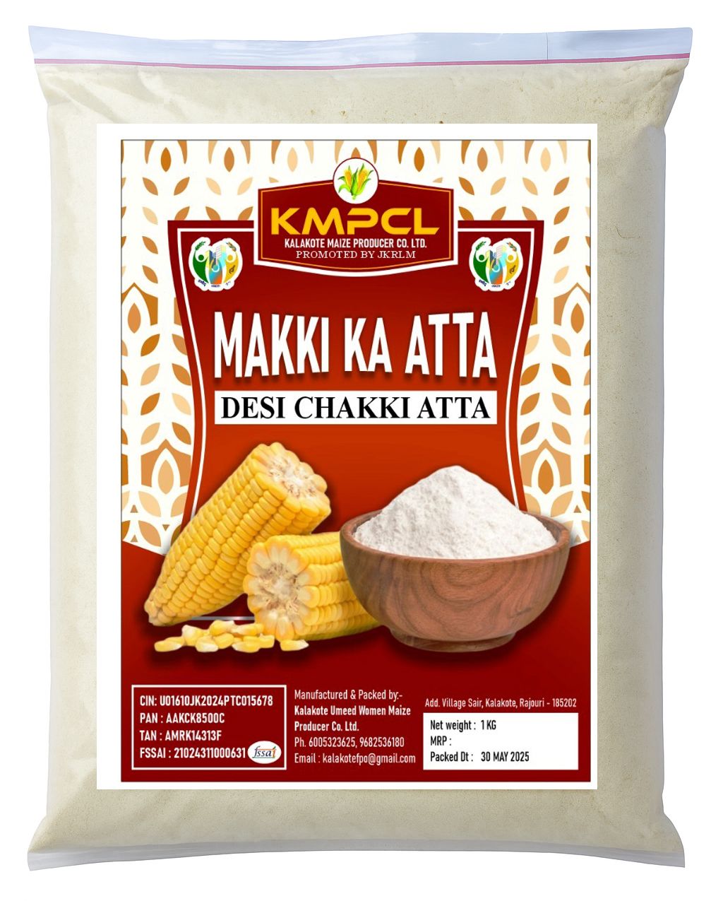 KMPCL Makki Ka Atta - Desi Chakki Corn Flour - 1 KG