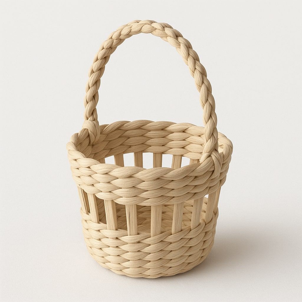 Handwoven Natural Wicker Basket with Handle