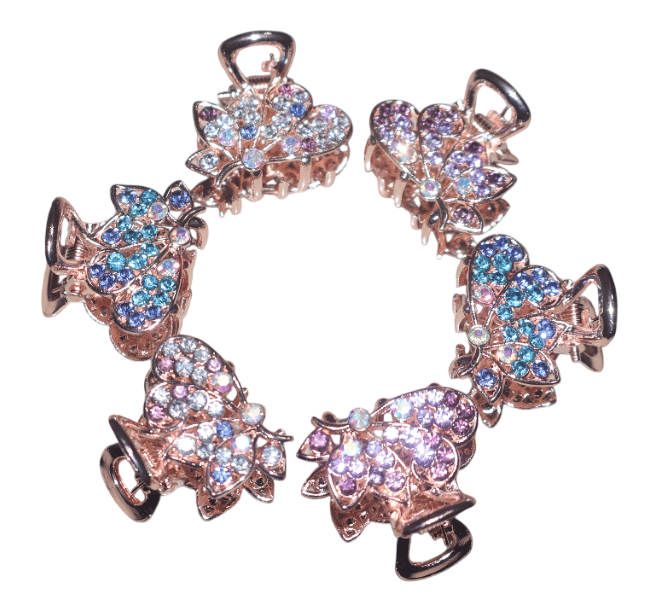 Crystal Butterfly Hair Clips - Rose Gold Hair Accessories