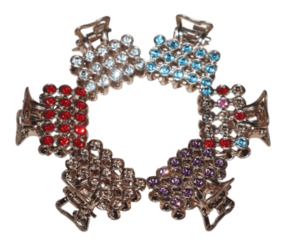 Rhinestone Hair Claw Clips - Set of 5 Sparkling Hair Accessories