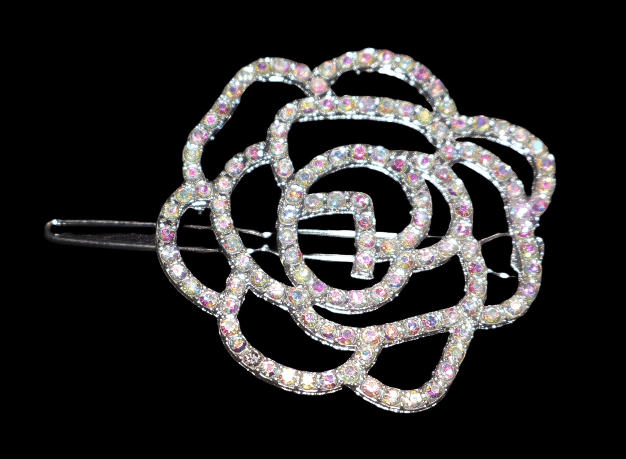 Crystal Rose Hair Clip - Elegant & Sparkling Hair Accessory