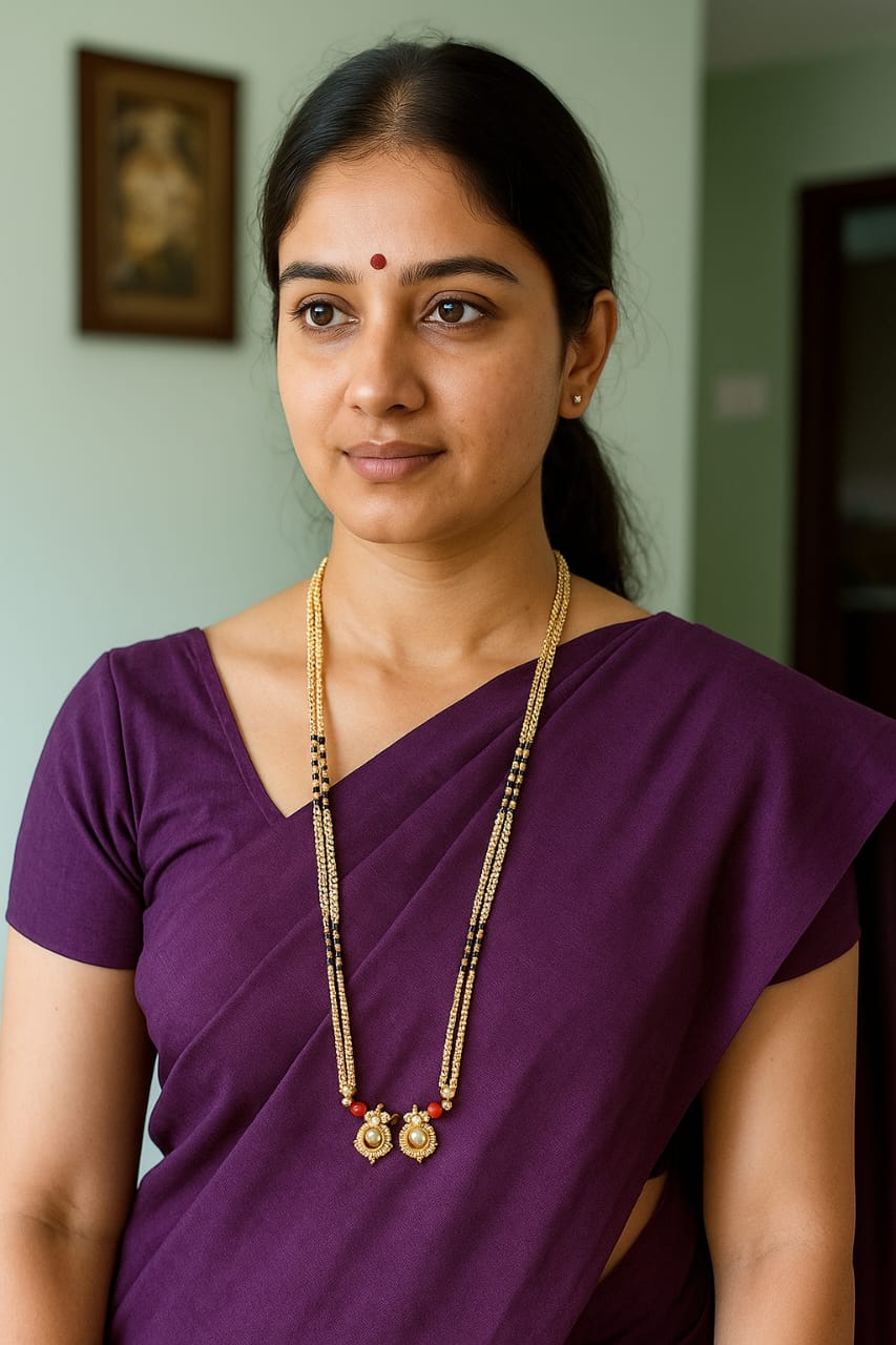 Elegant Gold Mangalsutra with Black Beads & Designer Pendant