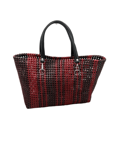 Handwoven Red & Brown Tote Bag