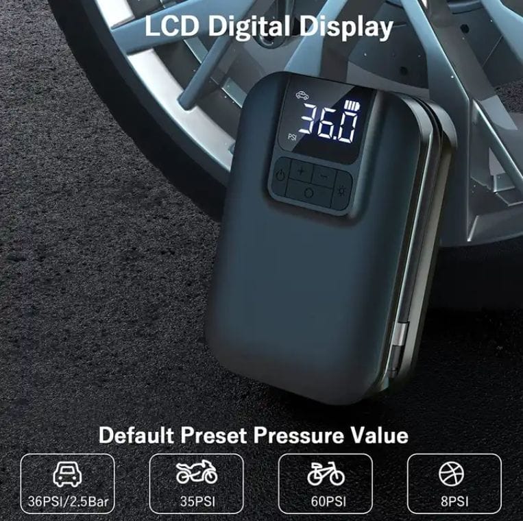 AUSHA Cordless Portable Tire Inflator 150 PSI | Digital Display, Auto Shut-Off & 5000mAh Battery