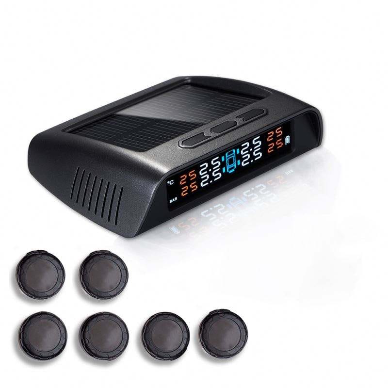 AUSHA Tyre Pressure Monitoring System (TPMS) with 6 External Sensors | Solar & USB Charging, Digital Display