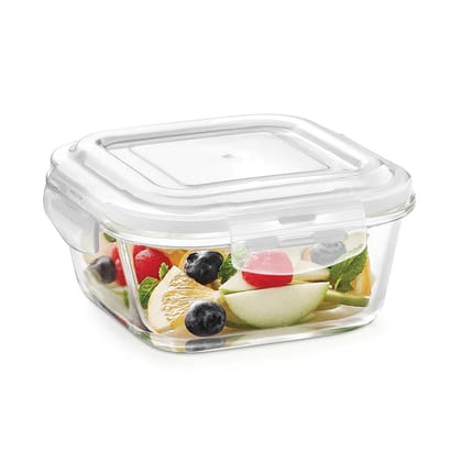Borosil Klip N Store Glass Storage Container For Kitchen With Air-Tight Lid, Microwave & Oven Safe, Square, 1 L, Clear Borosil Klip N Store Glass Storage Container For Kitchen With Air-Tight Lid, Microwave & Oven Safe, Square, 1 L, Clear