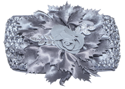 Silver Floral Baby Headband - Elegant & Comfortable
