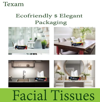 Texam 2 - Ply Facial Tissue Soft Pack – 100 Pulls (Pack of 5) | 100% Virgin Pulp | For Home, Office and Travel Texam 2 - Ply Facial Tissue Soft Pack – 100 Pulls (Pack of 5) | 100% Virgin Pulp | For Home, Office and Travel
