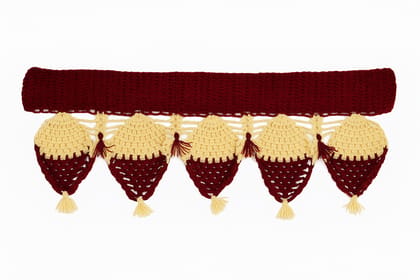Handmade Crochet Trim - Burgundy & Beige - Vintage Home Decor Handmade Crochet Trim - Burgundy & Beige - Vintage Home Decor