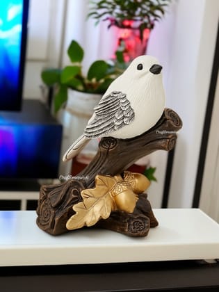Craftomanic Handicrafted Polyresin Cute Bird Love Birds Sitting On Branch of Tree Figurine Showpiece for Home Decor/Kissing Love Birds Showpiece