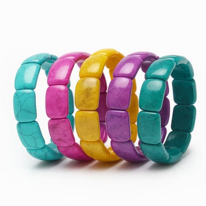 Multicolor Chunky Resin Stone Bangle Set