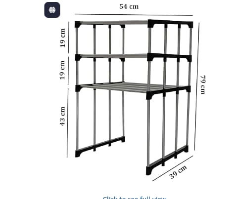 3-Tier Metal Storage Shelf - 79 cm High
