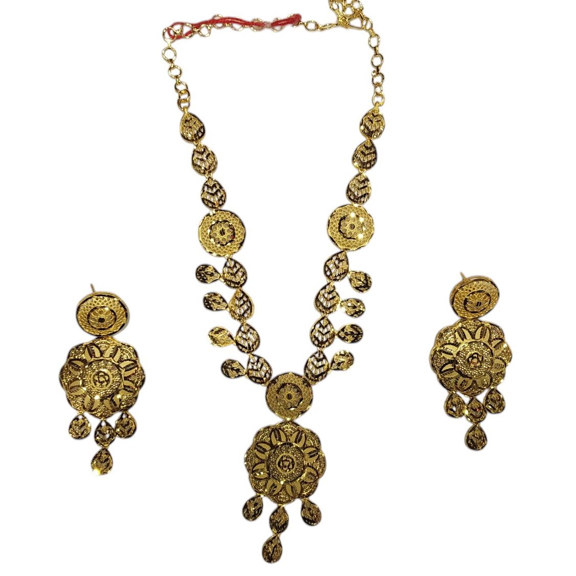 Exquisite 1gm Gold Plated Temple Jewellery Necklace - Intricate Floral & Leaf Design
