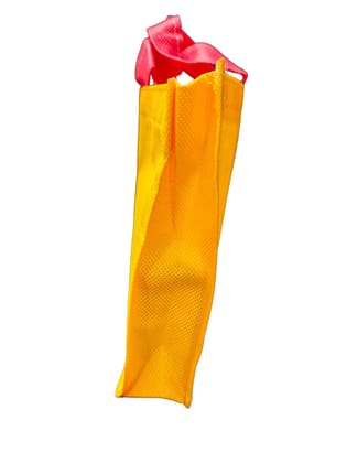 Yellow Non-Woven Bag with Red Handles - Durable and Stylish