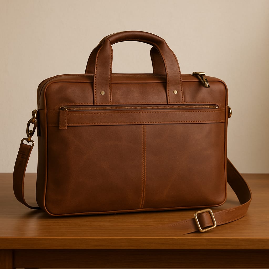 Brown Leather Bag with Shoulder Strap
