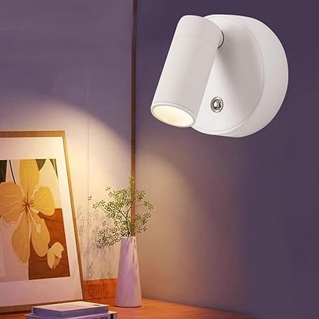 Rechargeable 3-Color Changing Magnetic LED Spot Light – Touch Control, Dimmable, 800mAh Battery,for Bedroom, Study Room & Under Shelves (Magnetic Spot Light- White)