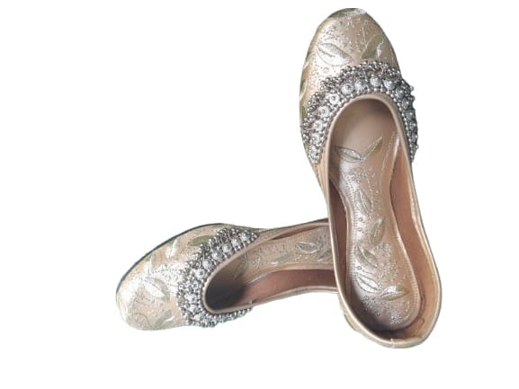 Embroidered Silver Embellished Juttis - Wedding & Party Wear