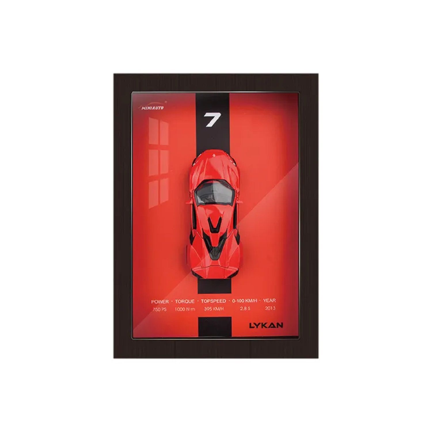 KTRS ENTERPRISE Toy 3D Wooden Photo Frame With 1/32 Diecast Metal Miniature Toy Car, 12 Inches Wall Decoration Suitable for Modern Style Living Room