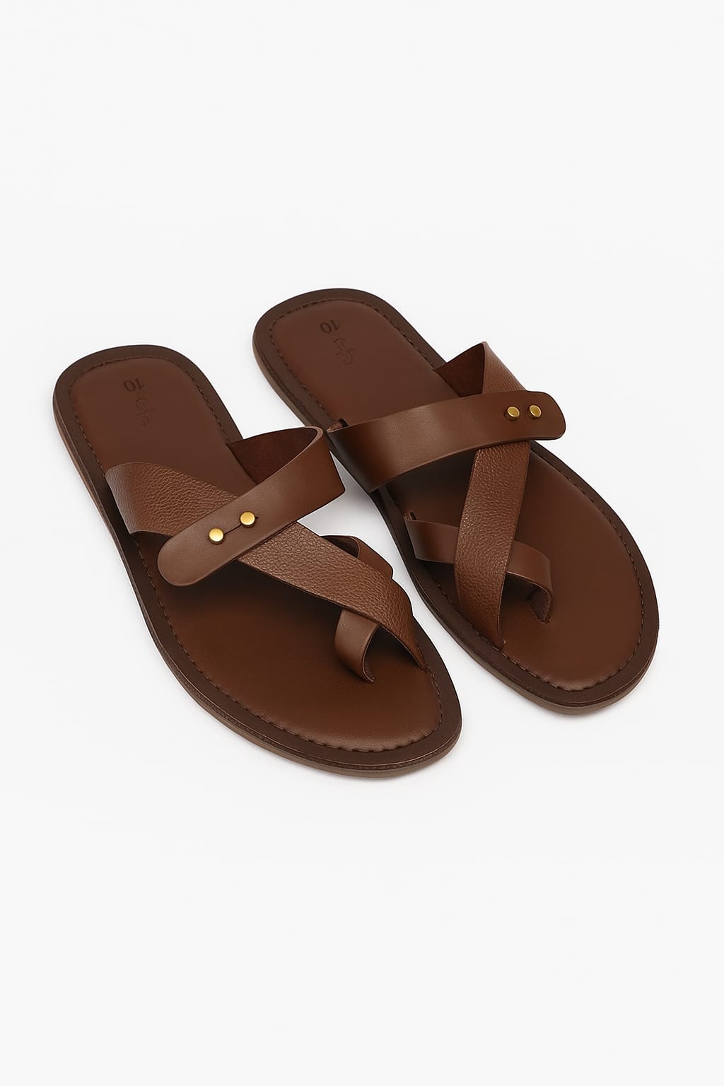 Brown Leather Sandals with Crossed Straps