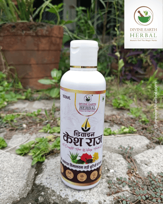 Divine Earth Herbal Kesh Raj Hair Oil – 100ML | Ayurvedic Hair Oil for Hair Growth, Hair Fall Control & Scalp Nourishment | Enriched with 21 Rare Himalayan Herbs