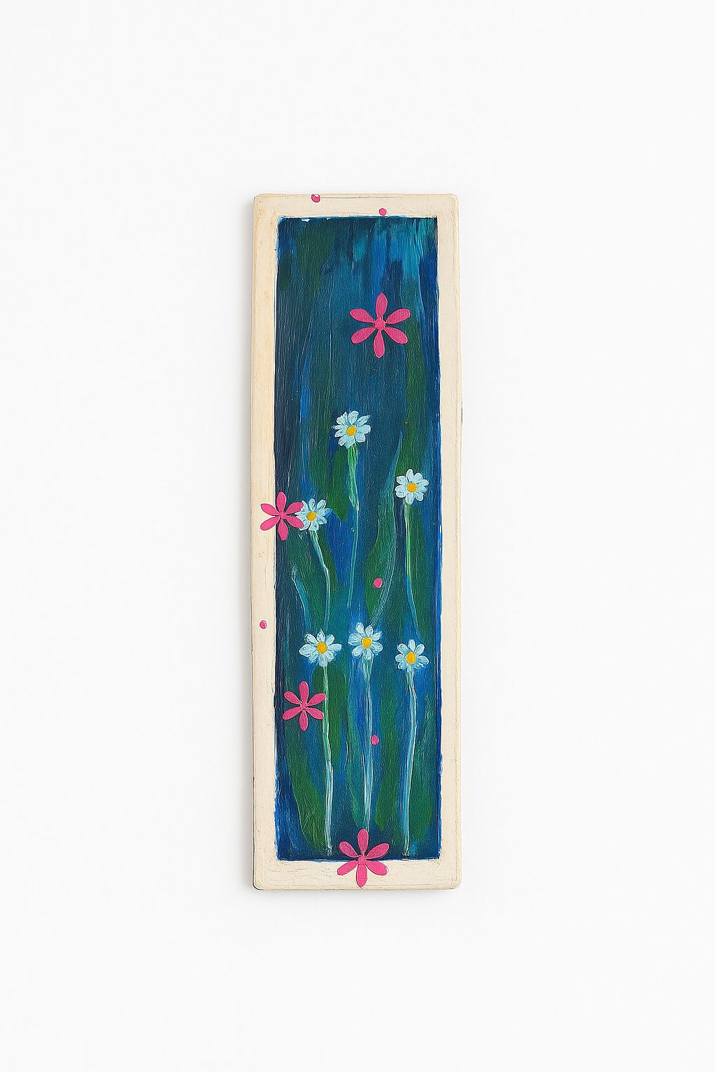 Hand-Painted Floral Wooden Bookmark