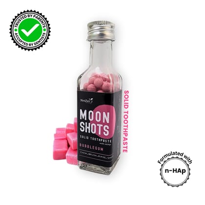 MoonShots Solid Toothpaste – Bubblegum (90 pcs) | Formulated with nHAp | SLS-Free | No Preservatives