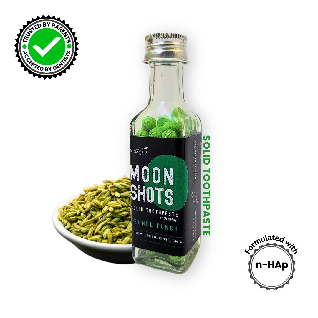 MoonShots Solid Toothpaste – Fennel Punch (90 pcs) | Formulated with nHAp | SLS-Free | No Preservatives