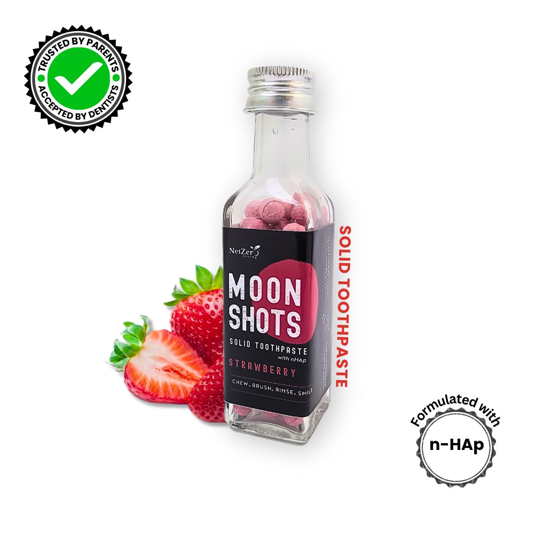 MoonShots Solid Toothpaste – Strawberry (90 pcs) | Formulated with nHAp | SLS-Free | No Preservatives