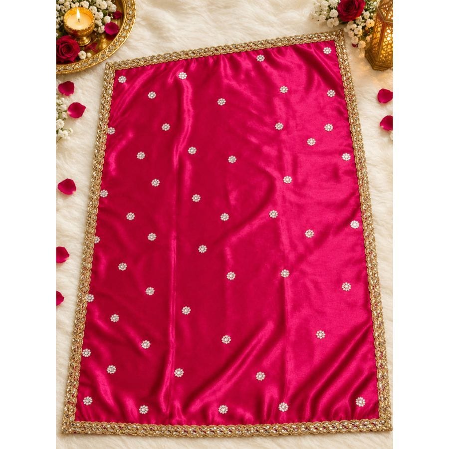 designer pink Laddu Gopal And mata rani bed aasan cloth