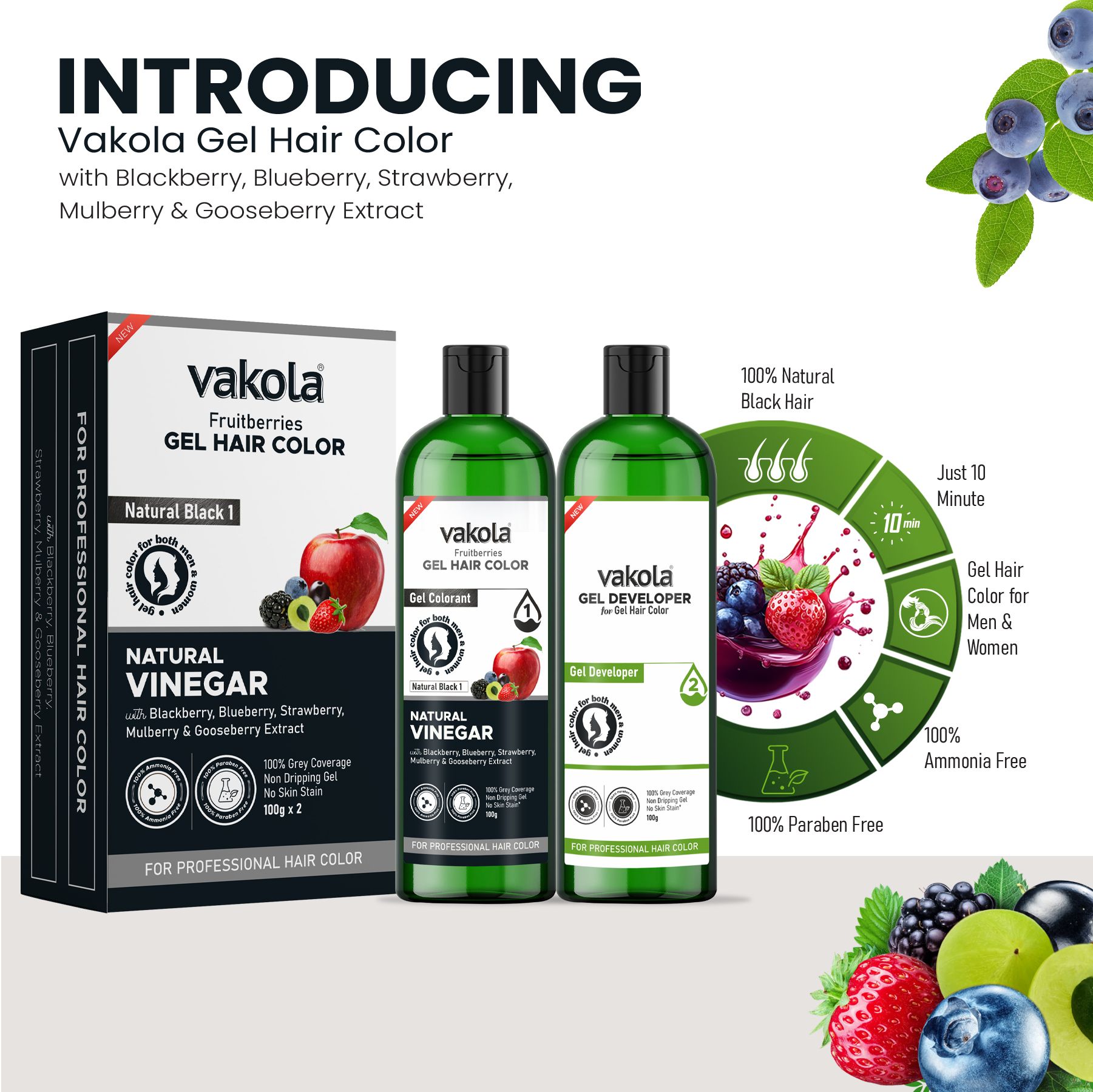 Vakola Natural Black 20 Minutes Gel Hair Color 500MLX2