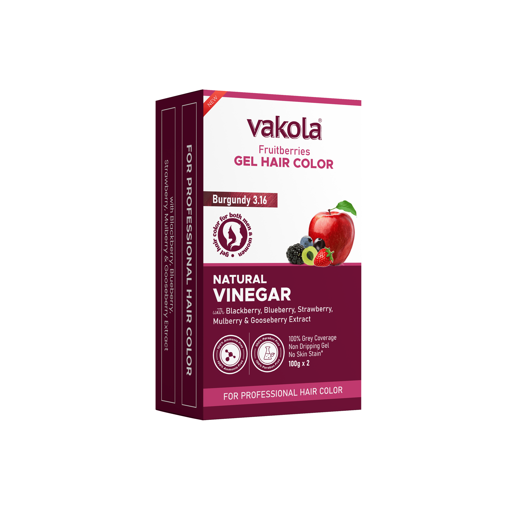 Vakola Fruitberries Burgundy Gel hair Color for Men&Women-500GM x 2(Gel Hair Color & Developer)