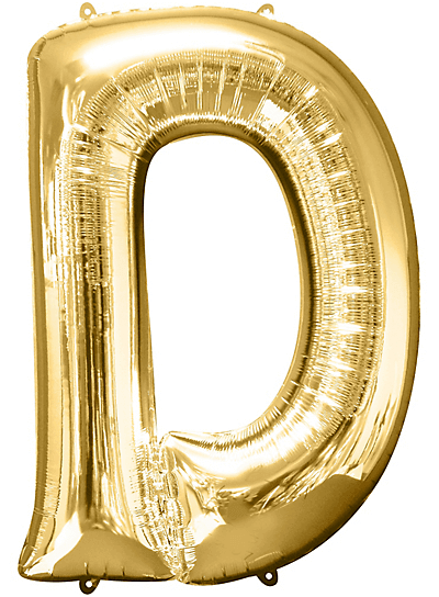 Alphabet D Golden Foil Balloon - Helium Or Air Filled - 40 inches - 1PC