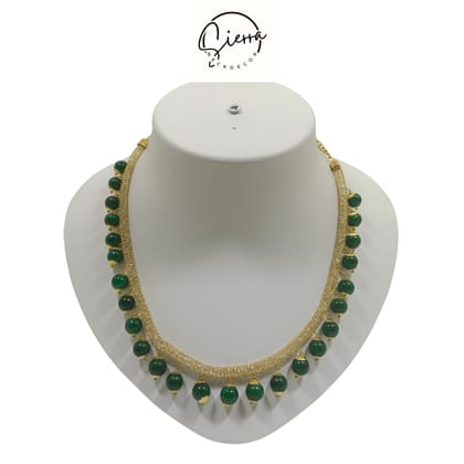 Sierra Luxury Handcrafted Gold Plated Necklace Jewellery Set with Earrings, AD, Pearl - Green Sierra Luxury Handcrafted Gold Plated Necklace Jewellery Set with Earrings, AD, Pearl - Green